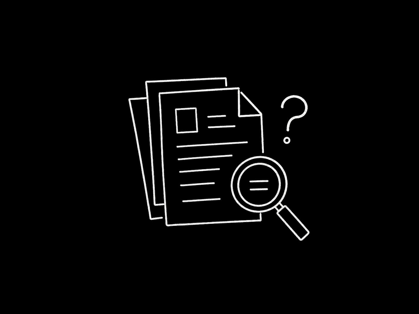 낯선 영문 서류와 시작점의 막막함을 상징하는 선 아이콘