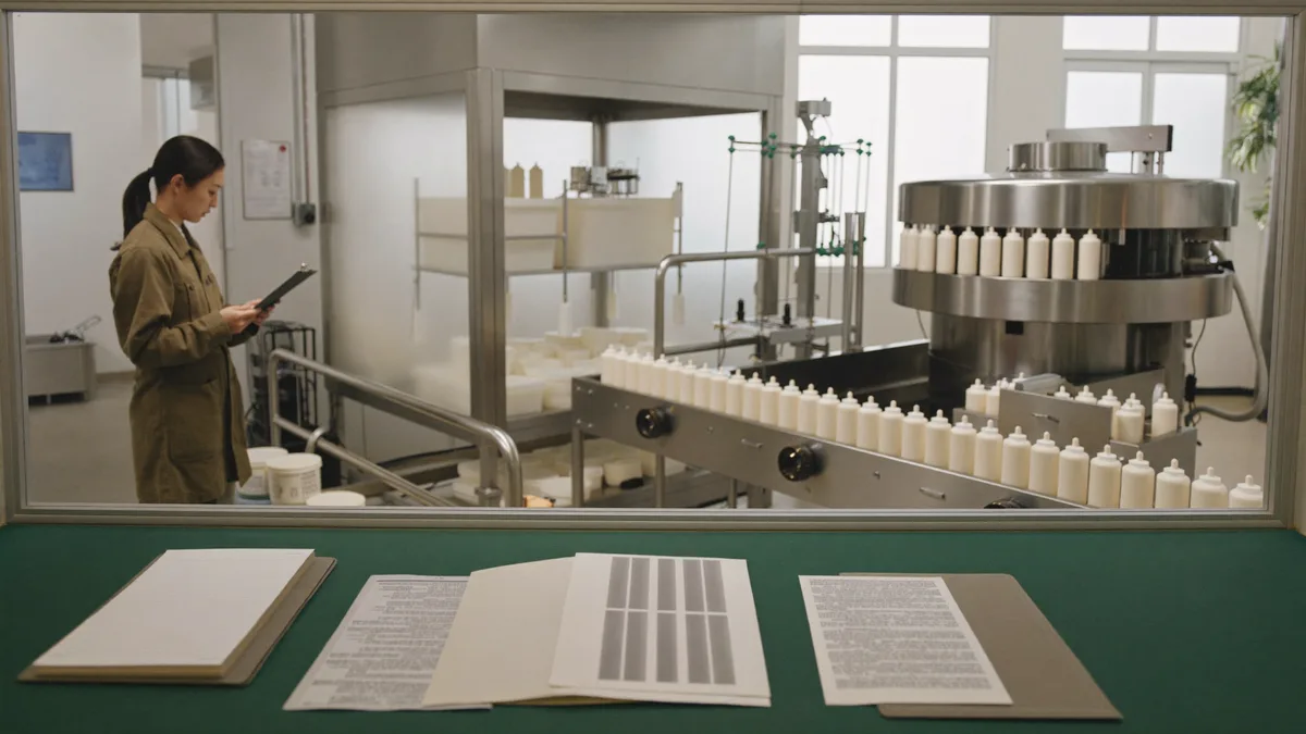 MoCRA 등록 후 ‘FDA Approved’ 문구를 사용할 수 있을까?을 설명하는 대표 이미지 (제조 현장 스타일)